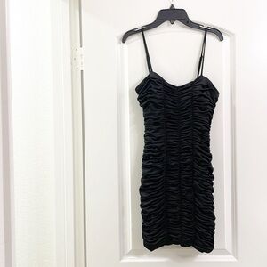 Forever 21 black glitter ruched mini dress